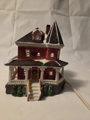 Lighted Christmas House Ornament By Santa's Work Bench - Image 1 of 4