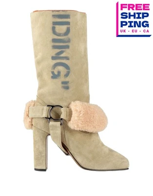 PVP €1303 BLANCO ROTO c/o VIRGIL ABLOH Botas de Cuero US9 UK6 EU39 Logo Impreso Foto 1 de 4