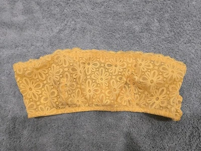 Victoria's Secret Bralette Medium Yellow Lace Floral Flowers Tube Top M Sheer - Image 1 of 4