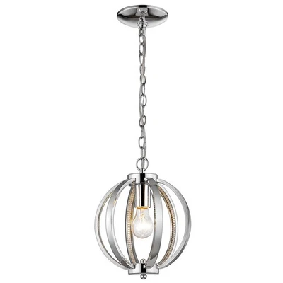 Nevaeh 1-Light Chrome Globe Pendant With Crystal Accents - Image 1 of 4