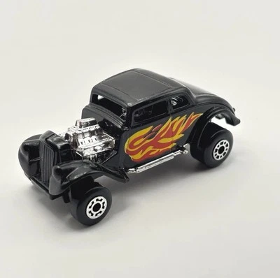 Vintage Matchbox 33 Willys Street Rod Black Yellow Flames Superfast Wheels 1982 - Image 1 of 4