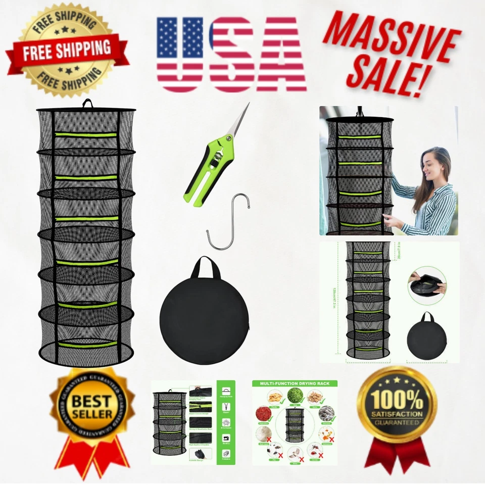 Versátil estante de secado de hierbas de 6 capas - Incluye tijeras de podar y fácil instalación Foto 1 de 4