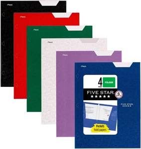 4-Pocket Folder, 6 Pack, Paper Folder, Fits 3-Ring Binders, Holds 8-1/2" X 11" P - Picture 1 of 12