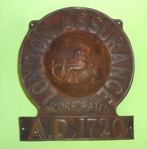 RARO! LETRERO DE SEGURO LONDON ASSURANCE INC. 1720 GRAN METAL DE HOJALATA EN RELIEVE AÑOS 30 - Imagen 1 de 6