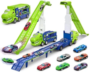 Dinosaurio Camión Coche Juguetes para 3, 4, 5, 6 Años Niños Niñas, 3 en 1 Transportador T... - Imagen 1 de 7