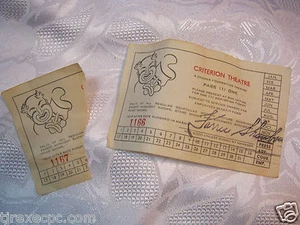 Criterion Theatre vintage theatre ticket motion Picture Stage Show  - Picture 1 of 1