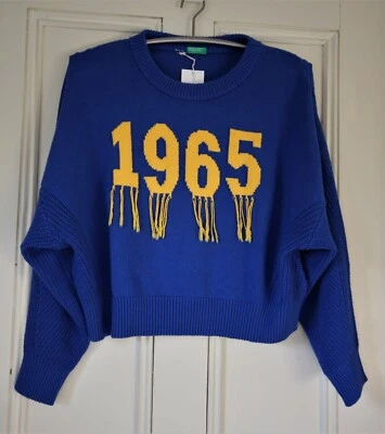NWT United Colors of Benetton Magliera 1965 Yarn Blue Women Sweater Size M-L - Image 1 of 4