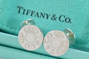 Tiffany & Co. Mens 1837 Silver Round Button Cufflinks