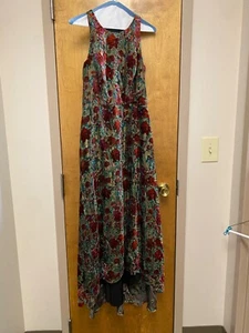 Women's Aiden Mattox/ Red Multi, Printed Velvet Gown/ Size 4 - Picture 1 of 4