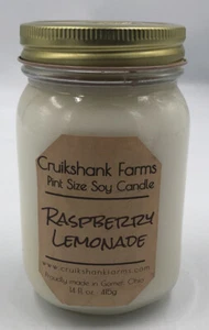 14 OZ Ball Jar Soy Candle Cruikshank Farms Raspberry Lemonade - Picture 1 of 6
