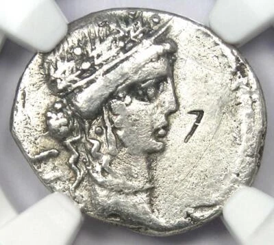 Julius Caesar AR Denarius Coin (48 BC, Female Head) - Certified NGC Choice Fine - Image 1 of 4
