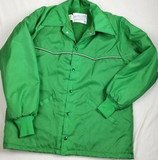 Vintage Mens Jacket Upstream Nylon Windbreaker Lined Green Size Medium USA Made