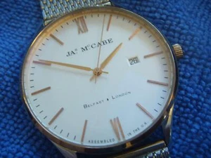 JAMES Mc.CABE QUARTZ DATE WATCH STAINLESS STEEL CASE & STRAP ASSEMBLED IN UK - Picture 1 of 1