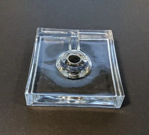Base de lámpara de vidrio transparente vintage - cuadrada de 3,5 pulgadas con espacio para cable - Imagen 1 de 11