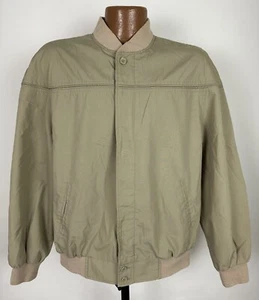 Vintage 80s Current Seen Bomber Jacket Men Large Full-Zip Beige Minimal Grandad - Imagen 1 de 14