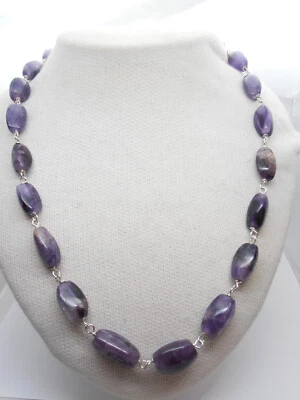 Collana in Argento 925 con Ametista naturale - Girocollo Pietre Dura Viola - Immagine 1 di 4