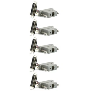 5 Pcs DB25 25 Pin Parallel Female to RJ45 Cat5 8P8C Connector Adapter Extender - Picture 1 of 2