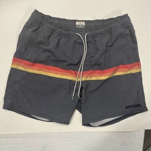 Rip Curl Men's Surf Revival 16" Red Yellow Striped Volley Shorts - Picture 1 of 9