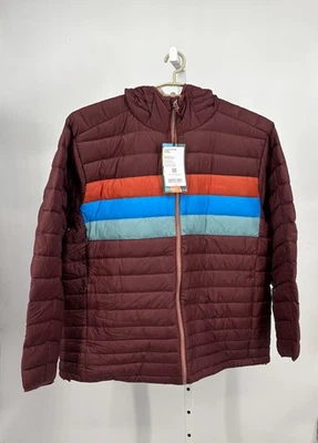 Chaqueta con Capucha Cotopaxi Para Hombre Fuego Plumón Rayas Castaño XXXL - Nueva con Etiquetas Foto 1 de 4