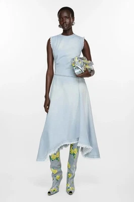 ACNE STUDIOS Difel Sleeveless Draped Light Wash Denim Dress EU 36 US 4 Org$1,050 - Image 1 of 4