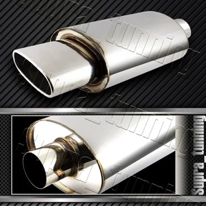 5.5" Wide Euro Oval Tip T-304 Stainless Steel Weld-on Muffler Exhaust 2.5" Inlet - Picture 1 of 6