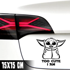 AUTO AUFKLEBER "TOO CUTE I AM" 15Y15CM GROGU STAR WARS MANDALORIEN #0125 - Bild 1 von 4