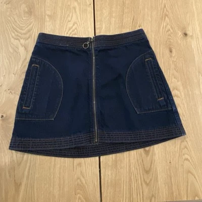 Minifalda Abercrombie & Fitch Cremallera Frontal Denim Oscuro Estilo Go Go Talla 2 Retro Foto 1 de 4