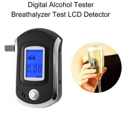 Probador de alcohol respiratorio portátil AT6000 digital azul pantalla LCD alarma de sonido Foto 1 de 4