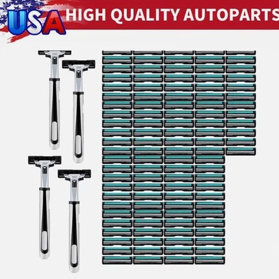 Maquinillas de afeitar desechables para hombre: 108 cuchillas gemelas de acero inoxidable 4 asas - cerrar y suavizar Foto 1 de 4