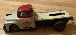 Camión de volteo Studebaker SSS blanco vintage hojalata litografía juguete de fricción rojo Japón ¡Bonito! - Imagen 1 de 13