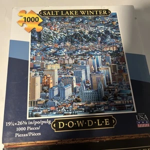 Salt Lake Winter City/Rothenburg  1000 Pc Jigsaw Puzzle Dowdle Folk Art Lot Of 2 - Picture 1 of 8