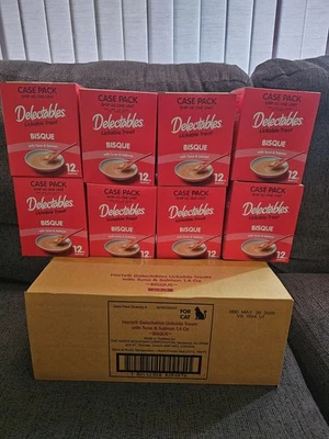 Estuche de 8 Cajas Hartz Deliciosos Bisque Lamible Gato Húmedo Golosina Atún y Salmón Foto 1 de 4