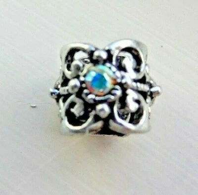 4 metal beads ( large) - cubic zirconia - Image 1 of 2