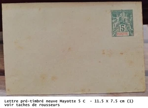 New Mayotte 5C - 11.5 X 7.5cm (1) Pre-Stamped Letter - Picture 1 of 24
