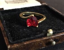 Vintage Style Red Crystal Heart Ring 18K Gold Plated