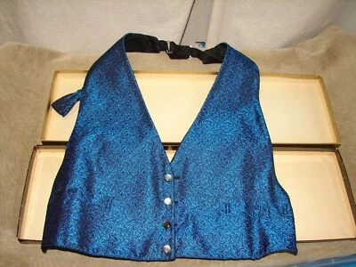 Pajarita y chaleco Exotica vintage años 60 en caja original, L&M, talla única, jacquard azul Foto 1 de 4