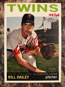 Bill Dailey 2013 Topps Heritage Real One Auto Red Ink 44/64 Minnesota Twins