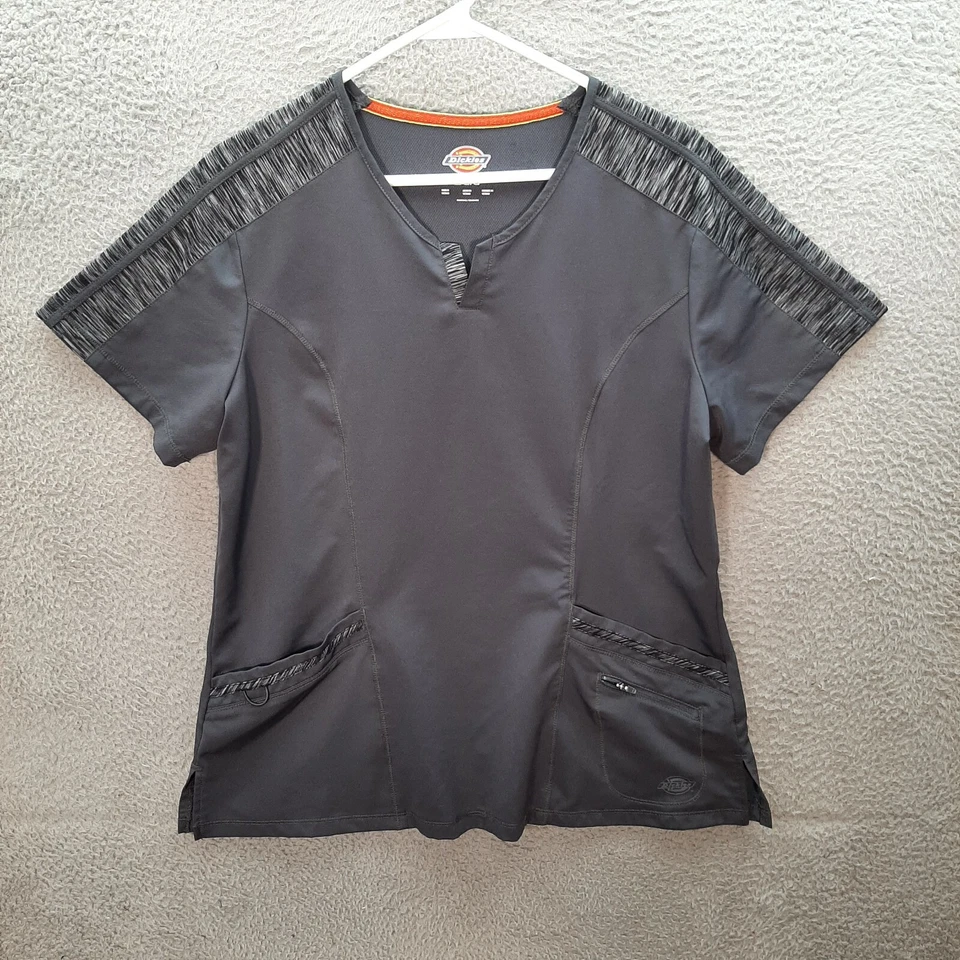 Dickies Scrub Top Womens Large Gray Smock Nurse Medical Dental Veterinarian - Image 1 of 4
