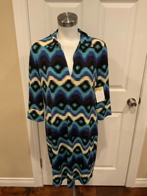 Rachel Roy мульти синий узор "Desert Bloom Lapis расческа" платье, размер XL, новый с Ярлыками! - Изображение 1 из 4