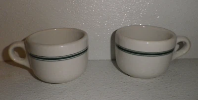 TWO Grindley Mugs Cups Duraline Hotel Restaurant Ware England Green Band Vintage - Image 1 of 3