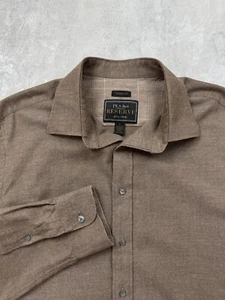 Jos. A. Bank RESERVE Button Up Shirt Long Sleeve cotton/cashmere Brown Shirt L - Picture 1 of 11