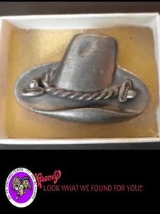 Cowboy Hat Trinket Box Pewter Torino Cowboy Hat Brooch Earrings Necklace - Picture 1 of 5