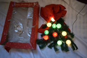 Raro Vintage Italiano Navidad Bola de Nieve Luces Colgante Swag Árbol Arco Rojo con Caja - Imagen 1 de 6