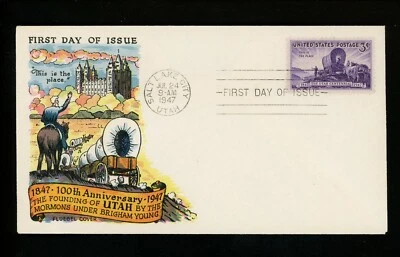 US FDC #950 Fluegel M-1 1947 Salt Lake City UT Utah Settlement Centennial - Image 1 of 2