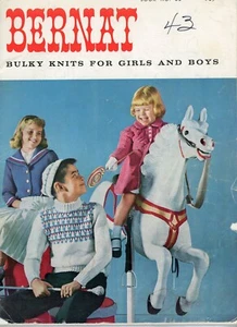 Bulky Bernat Boys Knits Girls Book 68 Vtg And 1958 No Handicrafter Pattern  - Picture 1 of 3