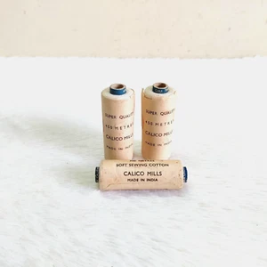 1940 Vintage 3 Cali Thread Rolls White Charkha Calico Mills Old Collectible V136 - Picture 1 of 7