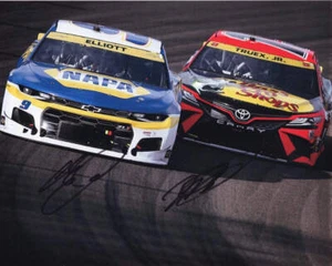 2X AUTOGRAPHED Chase Elliott & Martin Truex Jr. #9 NAPA / #19 Bass Pro (On-Track - Picture 1 of 1