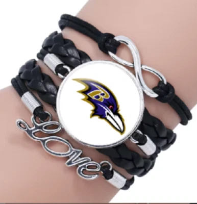 Baltimore Ravens License Love Leather/Suede Bracelet One Size Fit Most - Image 1 of 2