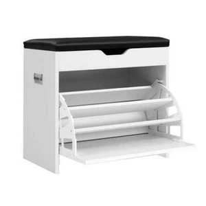 Artiss Shoe Rack Cabinet Bench 3-tier 15 Pairs White - Picture 1 of 8