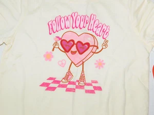 Valentines Day Shirt Girls 4 4T Toddler Follow Your Heart Cream - Picture 1 of 4